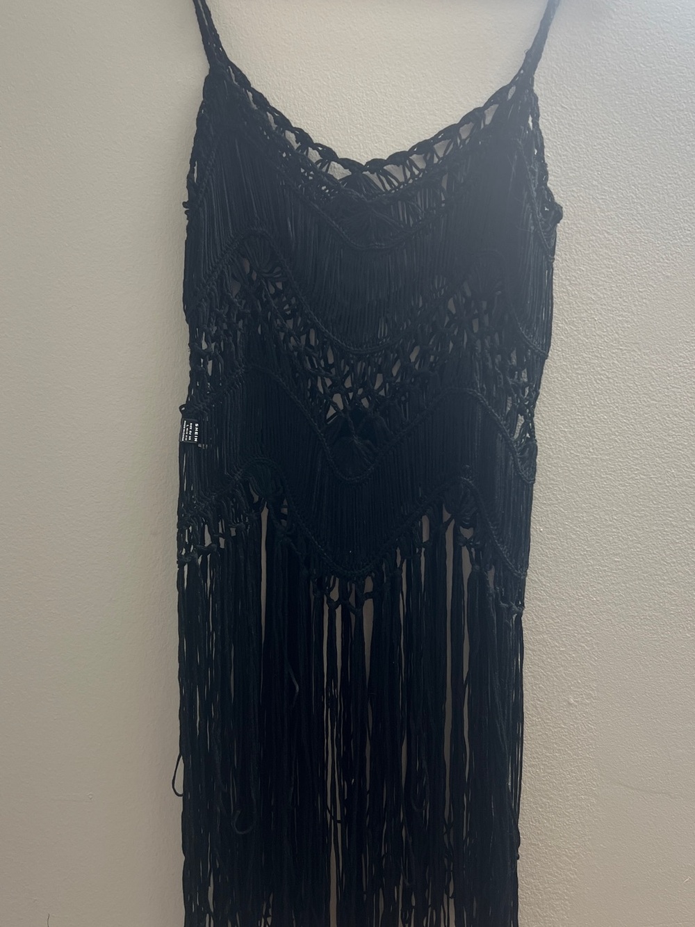 Black Crochet Fringe Cover Up